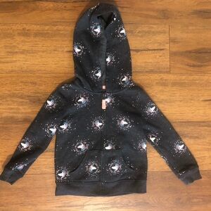 Jumping Beans Gray Fleece Unicorn Hoodie Jacket with Stars and Dots 2T